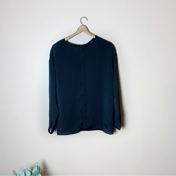 [Club Monaco] Black Silky Classic Career Professional Long Sleeve Top - Picture 6 of 8